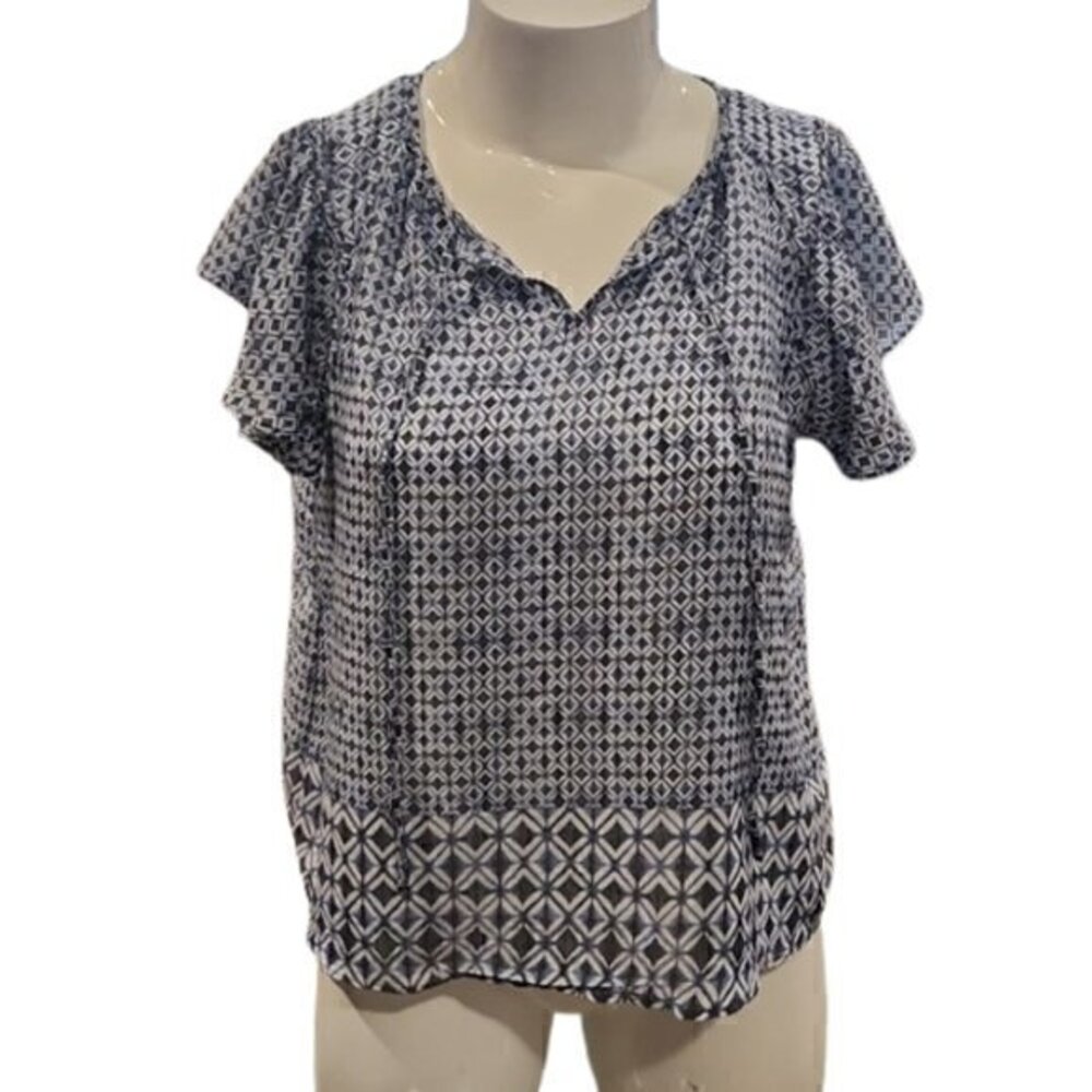 [Zac & Rachel] Tie Neck Puff Sleeve Blouse - Size XL